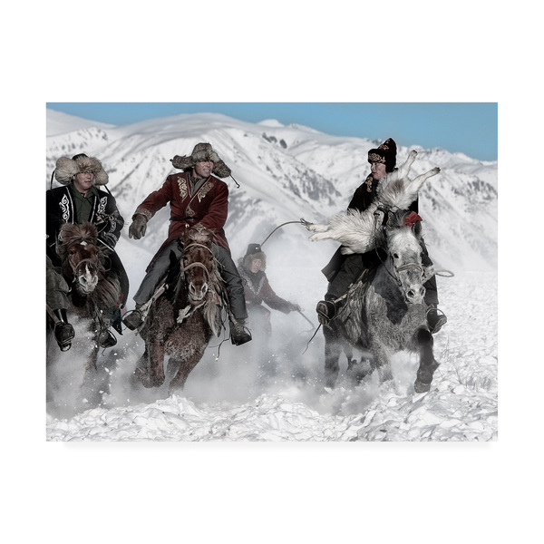 Trademark Fine Art Bj Yang 'Winter Horse Race' Canvas Art, 14x19 1X08531-C1419GG